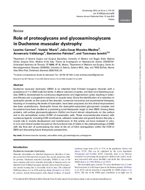 (PDF) Role of proteoglycans and glycosaminoglycans in Duchenne muscular ...
