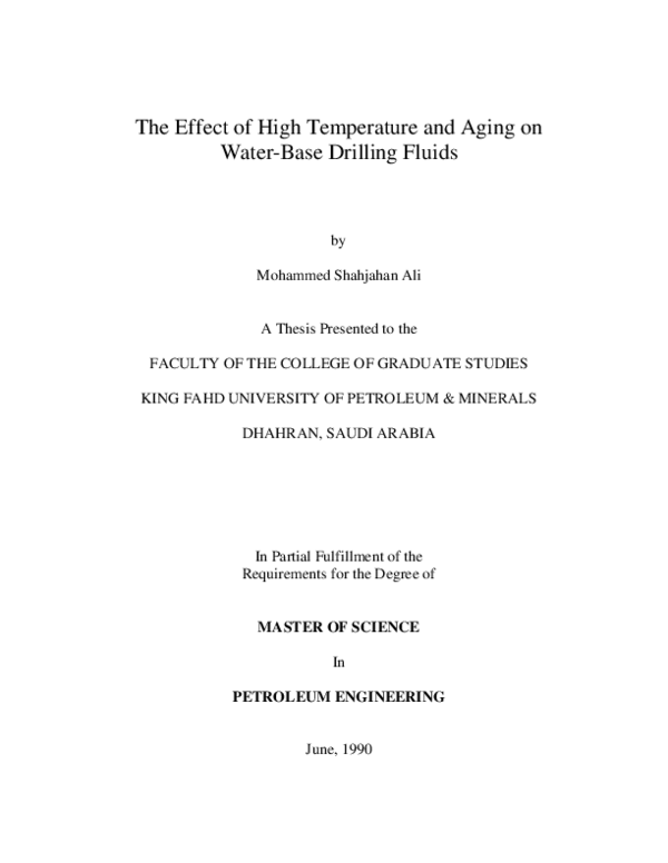 (PDF) The Effect of High Temperature and Aging on Water-Base Drilling ...