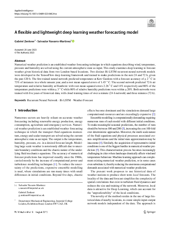 (PDF) A flexible and lightweight deep learning weather forecasting model