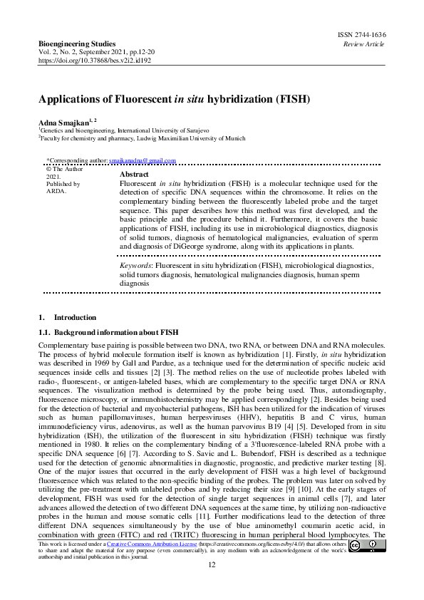 (PDF) Applications of Fluorescent in situ hybridization (FISH)