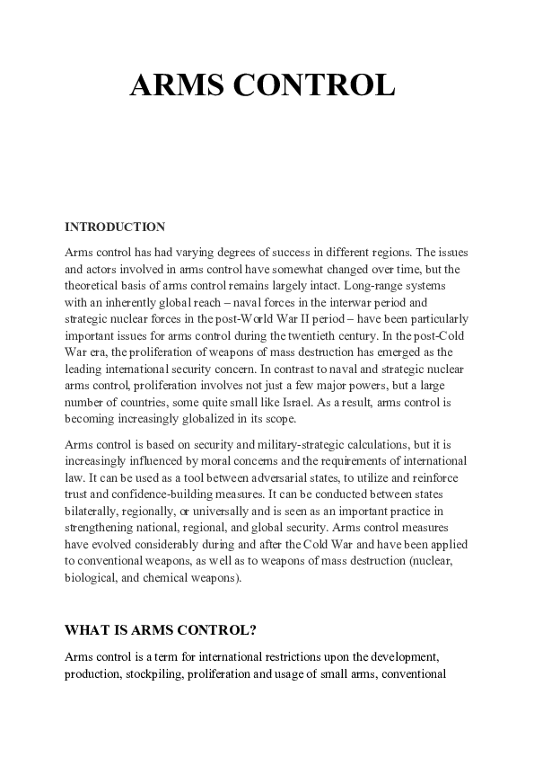 (DOC) ARMS CONTROL