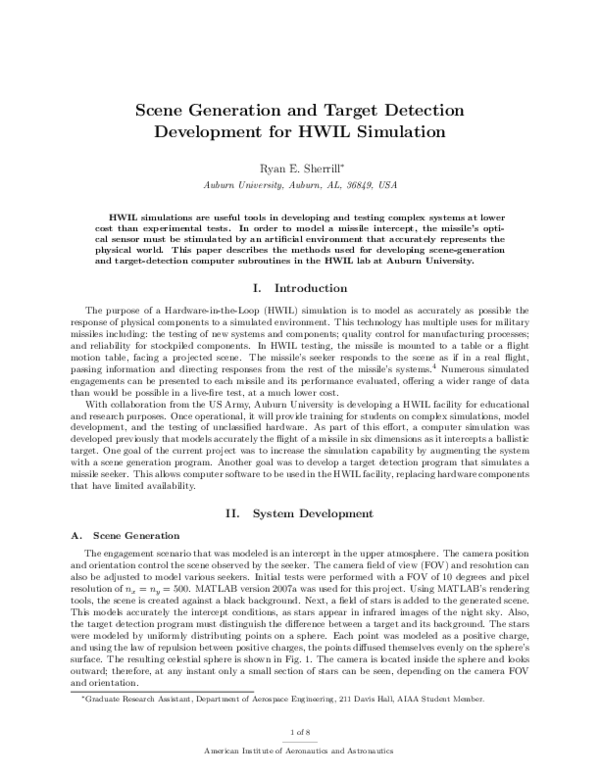 (PDF) Scene Generation and Target Detection Development for HWIL Simulation