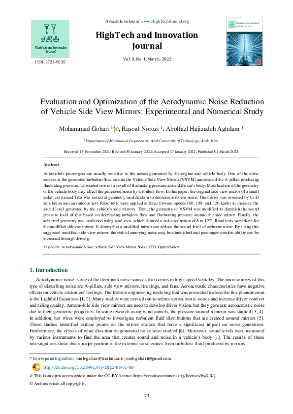 (PDF) Evaluation and Optimization of the Aerodynamic Noise Reduction of ...