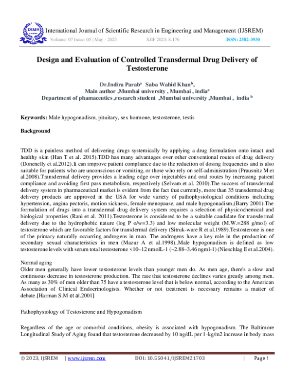 (PDF) Design and Evaluation of Controlled Transdermal Drug Delivery of ...