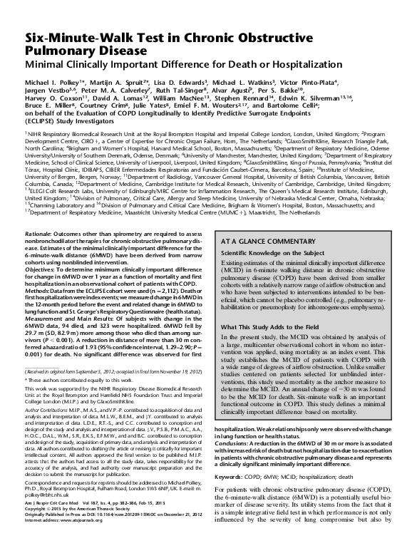 (PDF) Six-Minute-Walk Test in Chronic Obstructive Pulmonary Disease