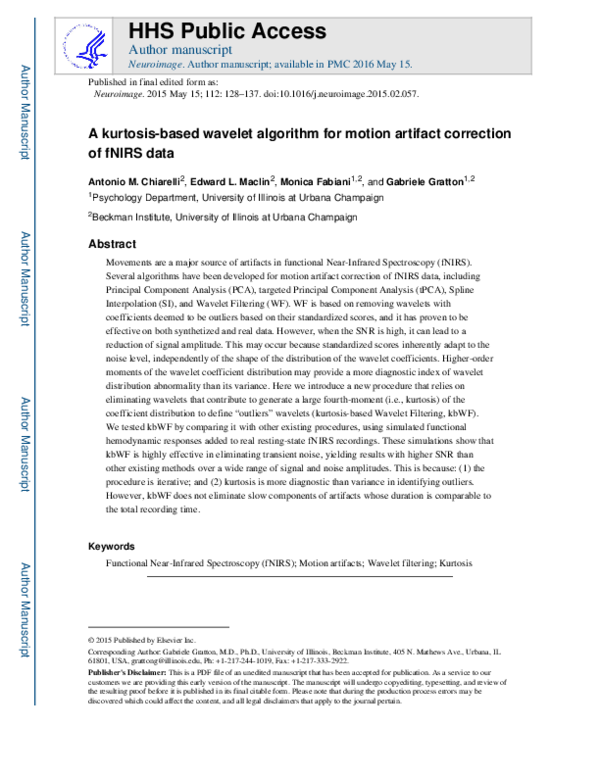 (PDF) A kurtosis-based wavelet algorithm for motion artifact correction ...