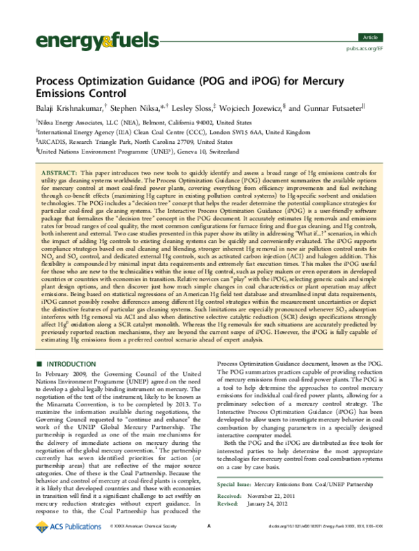 (PDF) Process Optimization Guidance (POG and iPOG) for Mercury ...