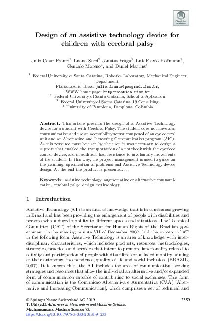 (PDF) Design of an assistive technology device for children with ...