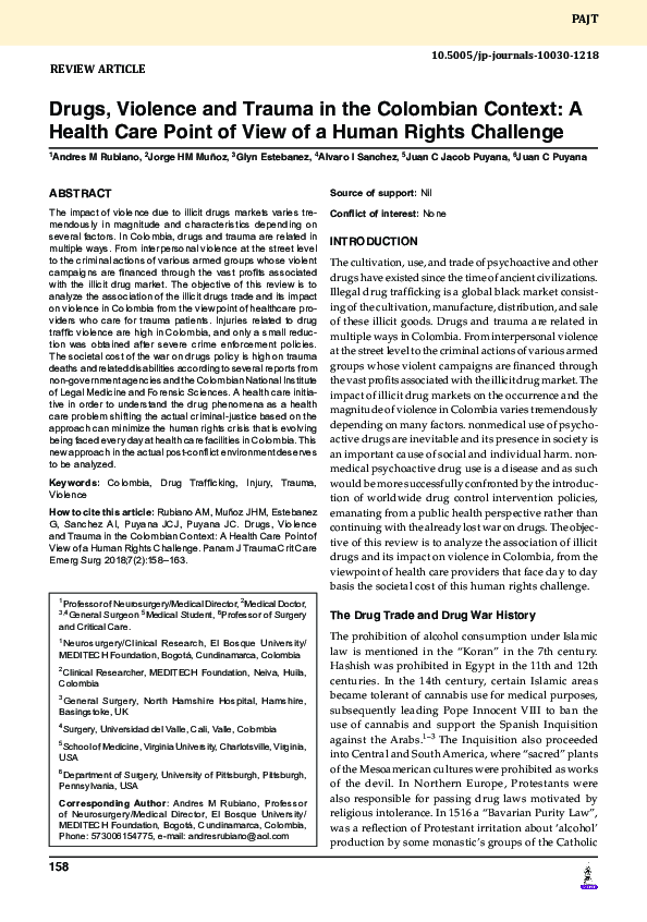 (PDF) Drugs, Violence and Trauma in the Colombian Context: A Health ...