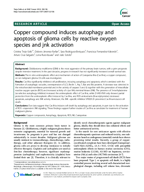 (PDF) Copper compound induces autophagy and apoptosis of glioma cells ...
