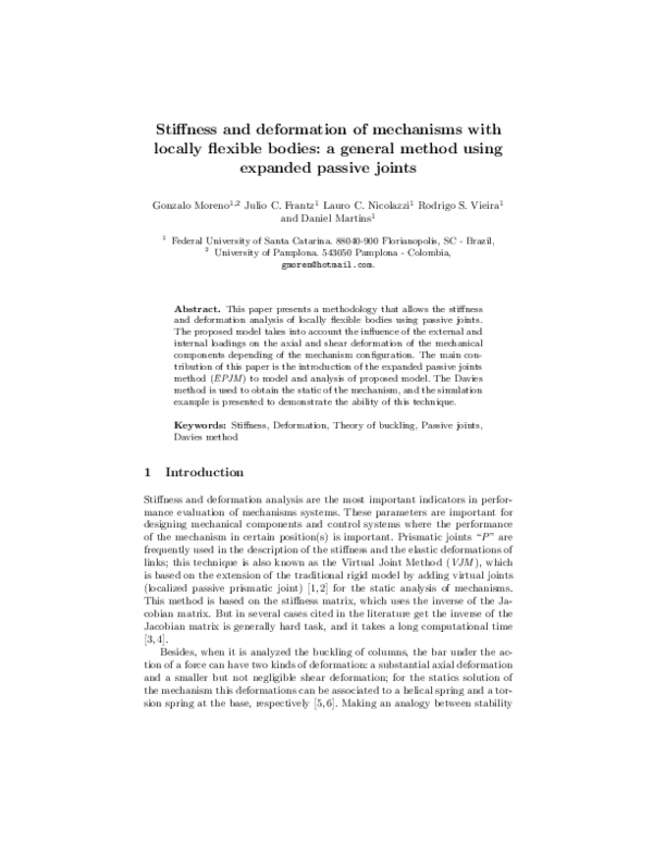 (PDF) Stiffness and Deformation of Mechanisms with Locally Flexible ...