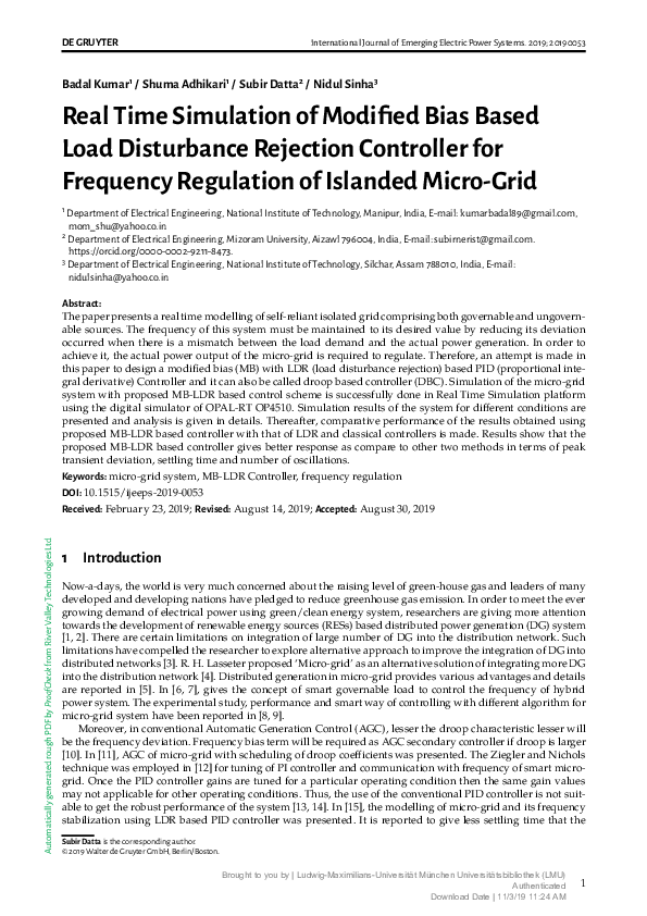 (PDF) Real Time Simulation of Modified Bias Based Load Disturbance ...