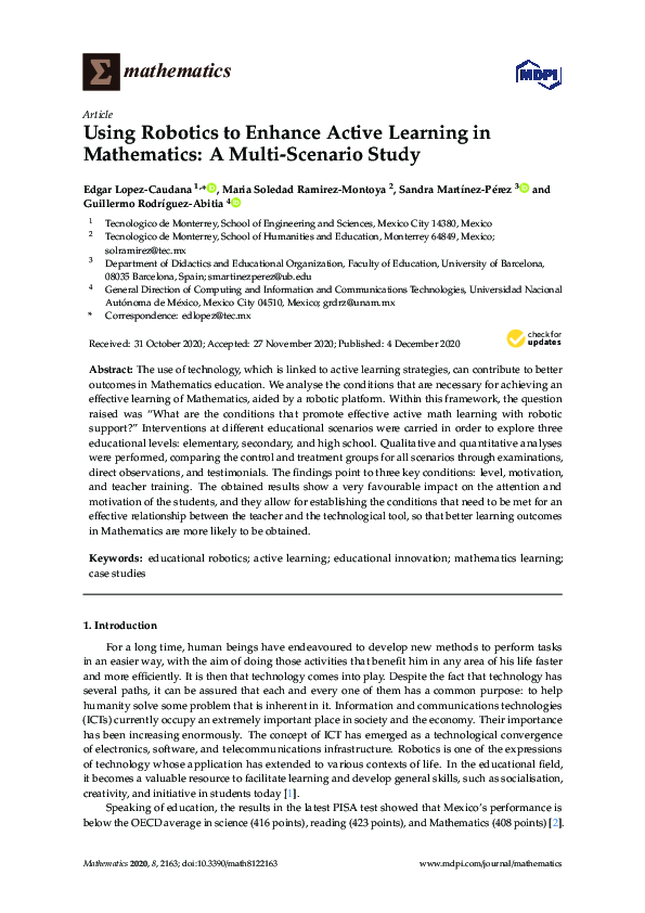 (PDF) Using Robotics to Enhance Active Learning in Mathematics: A Multi ...