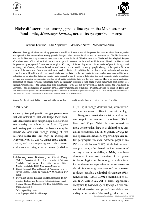 (PDF) Niche differentiation among genetic lineages in the Mediterranean ...