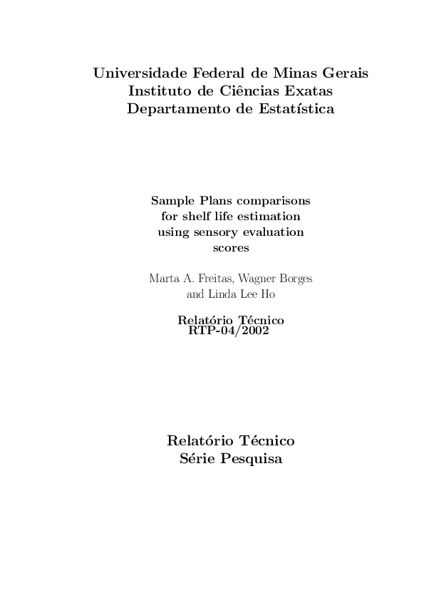 (PDF) Sample plans comparisons for shelf life estimation using sensory evaluation scores