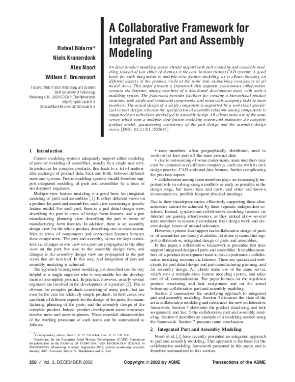 (PDF) A Collaborative Framework for Integrated Part and Assembly Modeling