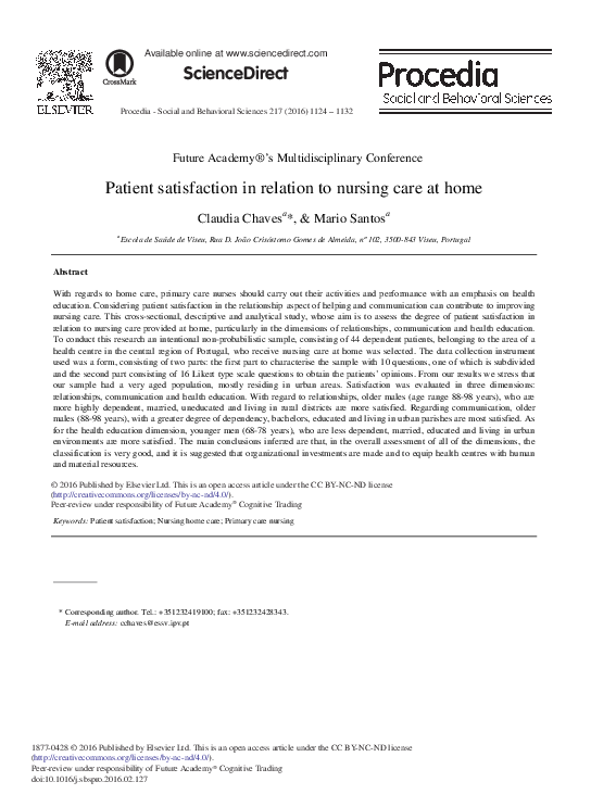 (PDF) Patient Satisfaction in Relation to Nursing Care at Home