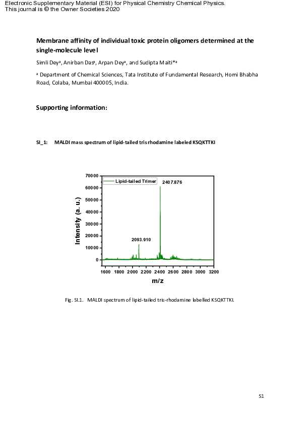 (PDF) Membrane affinity of individual toxic protein oligomers ...