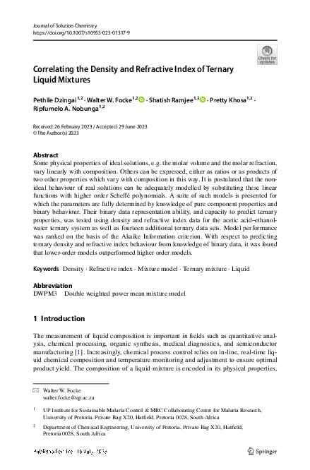 (PDF) Correlating the Density and Refractive Index of Ternary Liquid ...