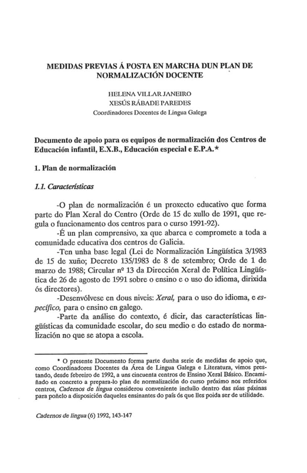 (PDF) Medidas previas á posta en marcha dun plan de normalización docente