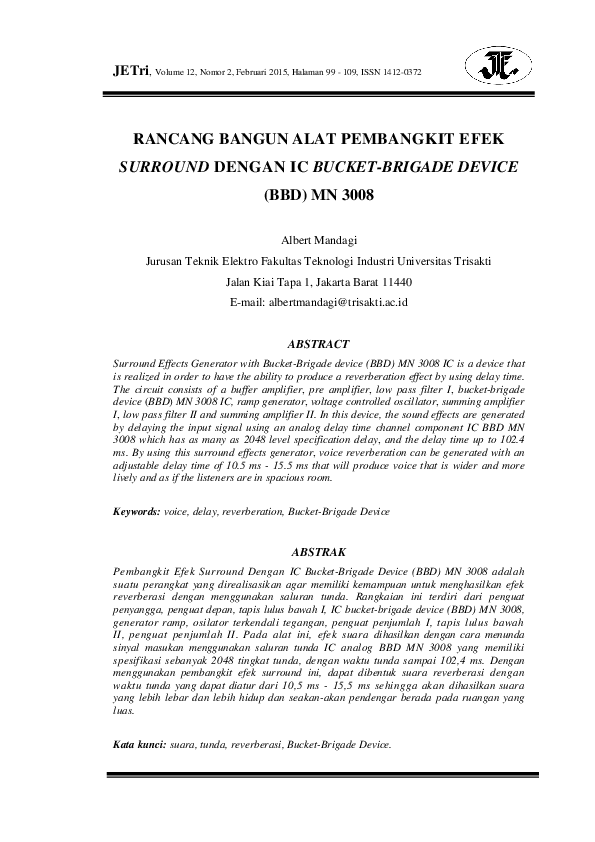 (PDF) Rancang Bangun Alat Pembangkit Efek Surround Dengan Ic Bucket