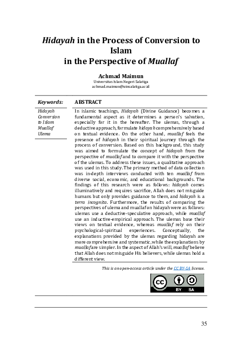(PDF) Hidayah in the Process of Conversion to Islam in the Perspective ...