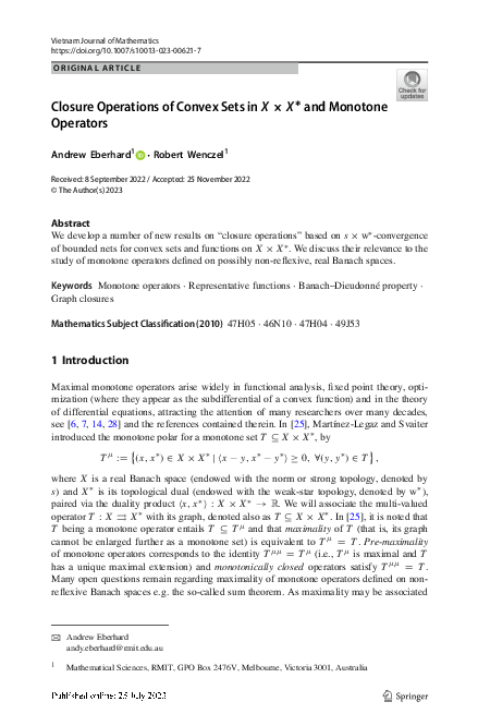 (PDF) Closure Operations of Convex Sets in $$X\times X^{*}$$ and ...