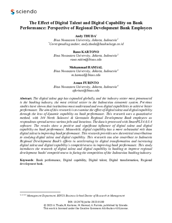 (PDF) The Effect of Digital Talent and Digital Capability on Bank ...