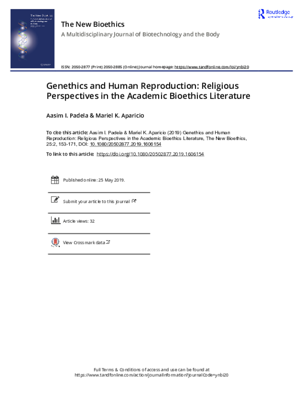 (PDF) Genethics and Human Reproduction: Religious Perspectives in the ...