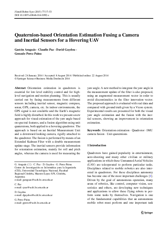 (PDF) Quaternion-based Orientation Estimation Fusing a Camera and ...