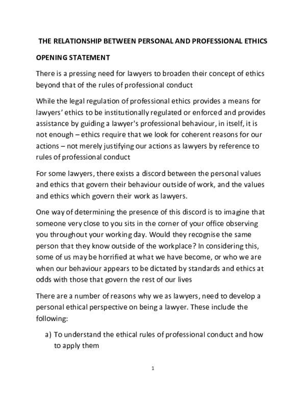 (PDF) THE RELATIONSHIP BETWEEN PERSONAL AND PROFESSIONAL ETHICS ...