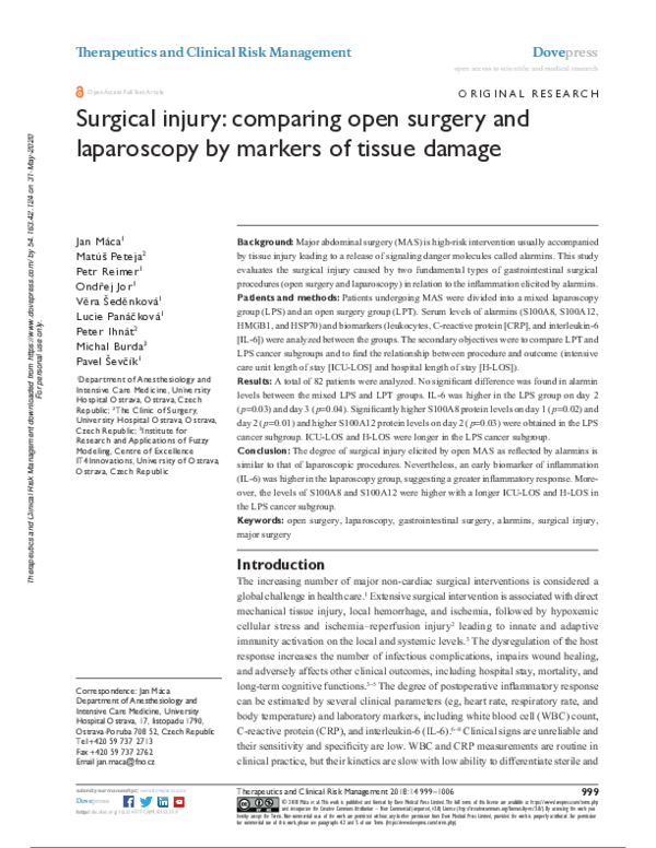 (PDF) Surgical injury: comparing open surgery and laparoscopy by ...