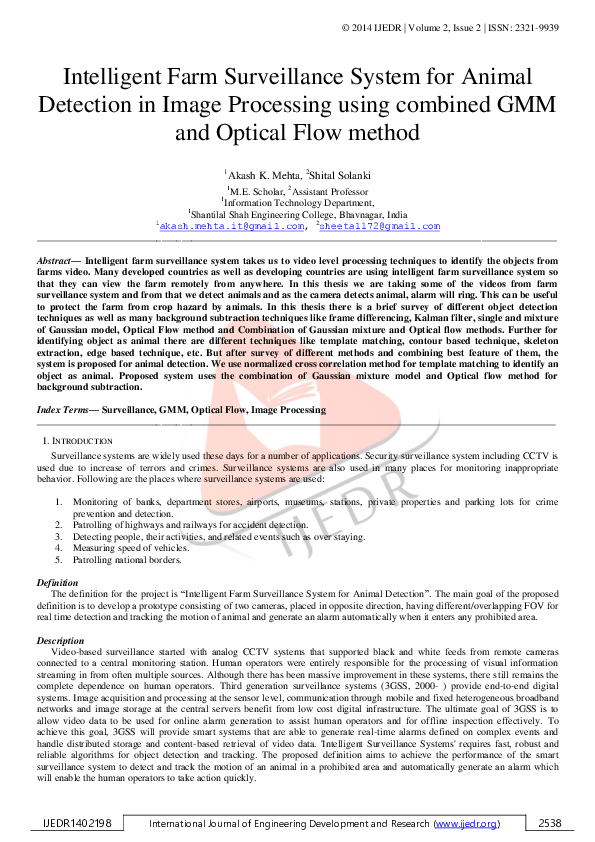 (PDF) Intelligent Farm Surveillance System for Animal Detection in ...