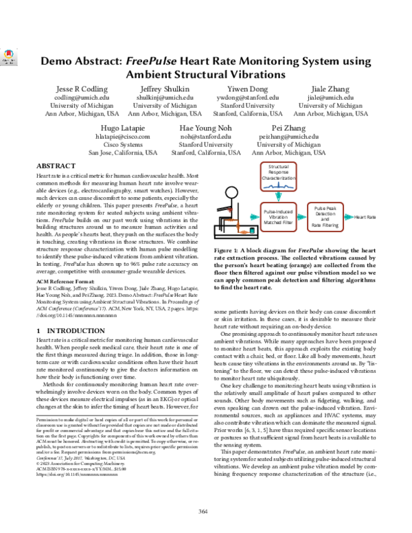(PDF) Demo Abstract: FreePulse Heart Rate Monitoring System using ...