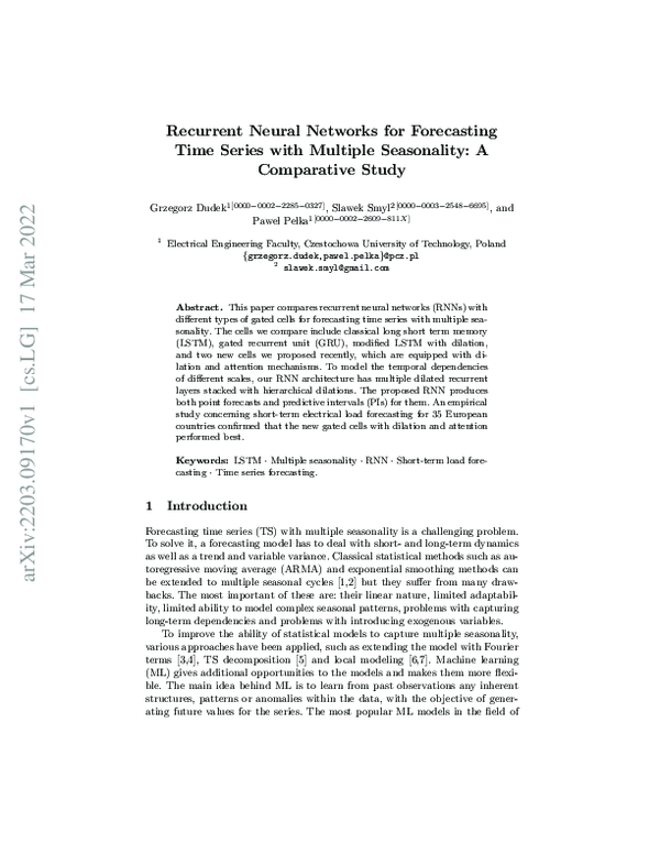 (PDF) Recurrent Neural Networks for Forecasting Time Series with ...