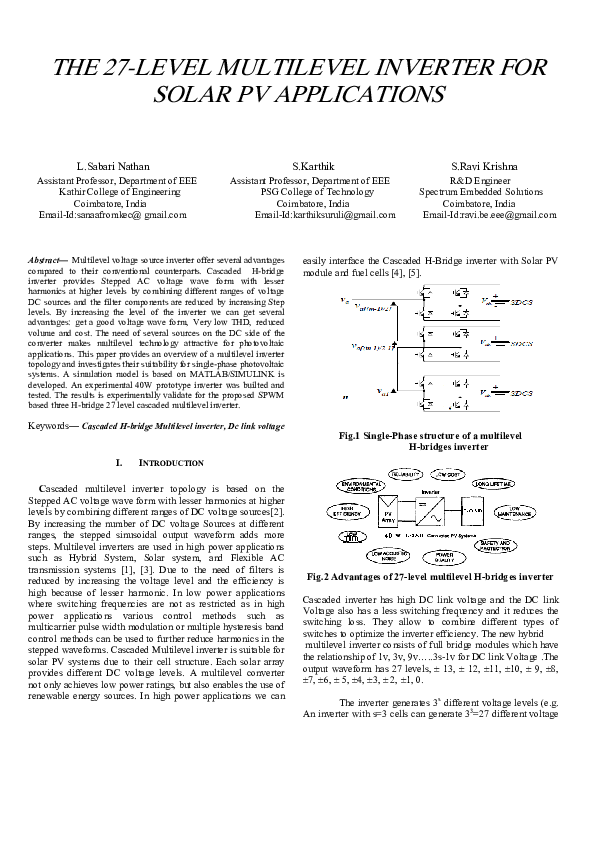 (PDF) The 27-level multilevel inverter for solar PV applications ...