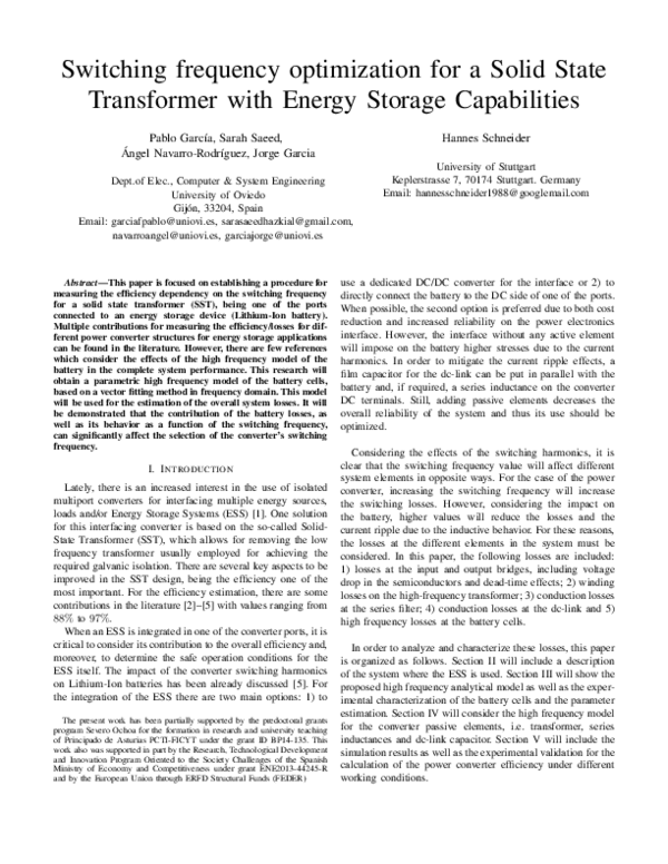 (PDF) Switching frequency optimization for a solid state transformer ...
