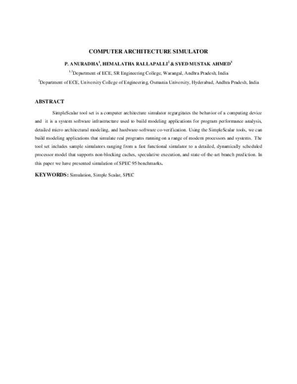 (PDF) Computer Architecture Simulator