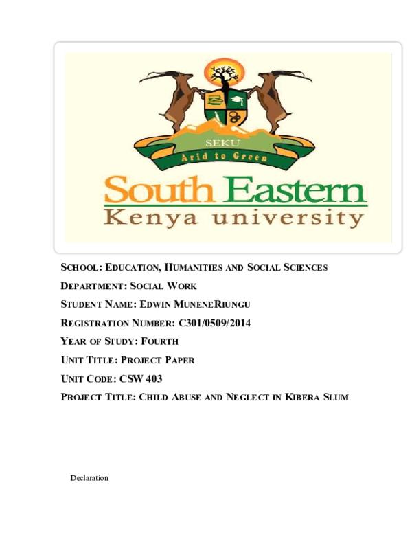 (DOC) Child Abuse and Neglect in Kibera Slum