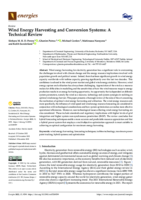 (PDF) Wind Energy Harvesting and Conversion Systems: A Technical Review