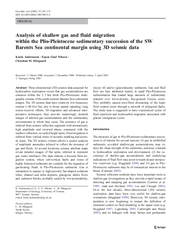 (PDF) Analysis of shallow gas and fluid migration within the Plio ...