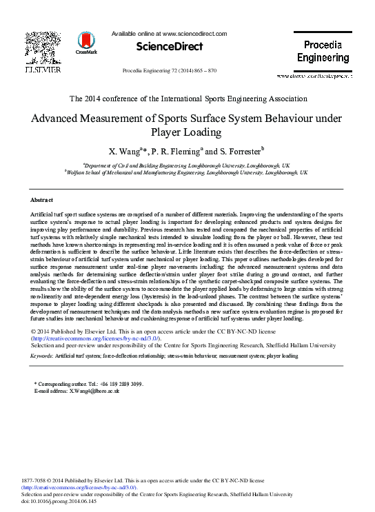 (PDF) Advanced Measurement of Sports Surface System Behaviour under ...