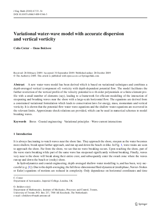(PDF) Variational water-wave model with accurate dispersion and ...