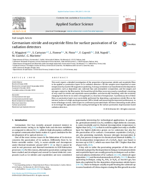 (PDF) Germanium nitride and oxynitride films for surface passivation of ...