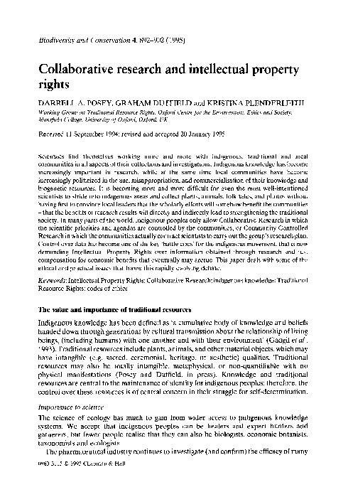 (PDF) Collaborative Research and Intellectual Property Rights