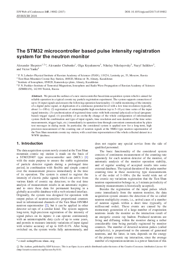 (PDF) The STM32 microcontroller based pulse intensity registration ...