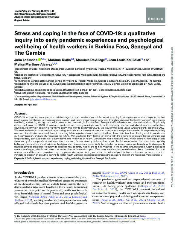 (PDF) Stress and coping in the face of COVID-19: a qualitative inquiry ...