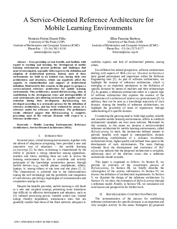 (PDF) A service-oriented reference architecture for mobile learning ...