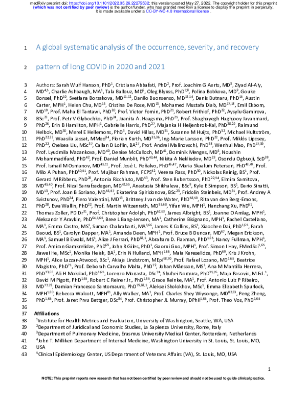 (PDF) A global systematic analysis of the occurrence, severity, and ...
