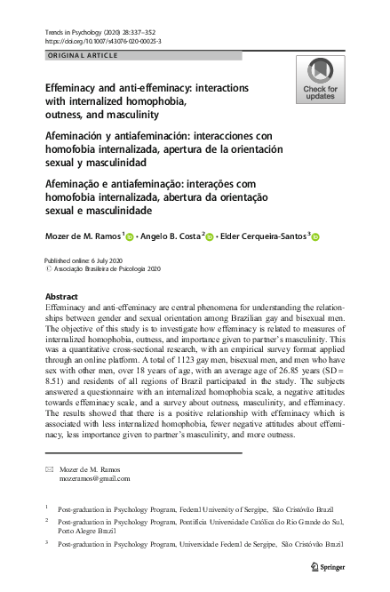 (PDF) Effeminacy and anti-effeminacy: interactions with internalized ...